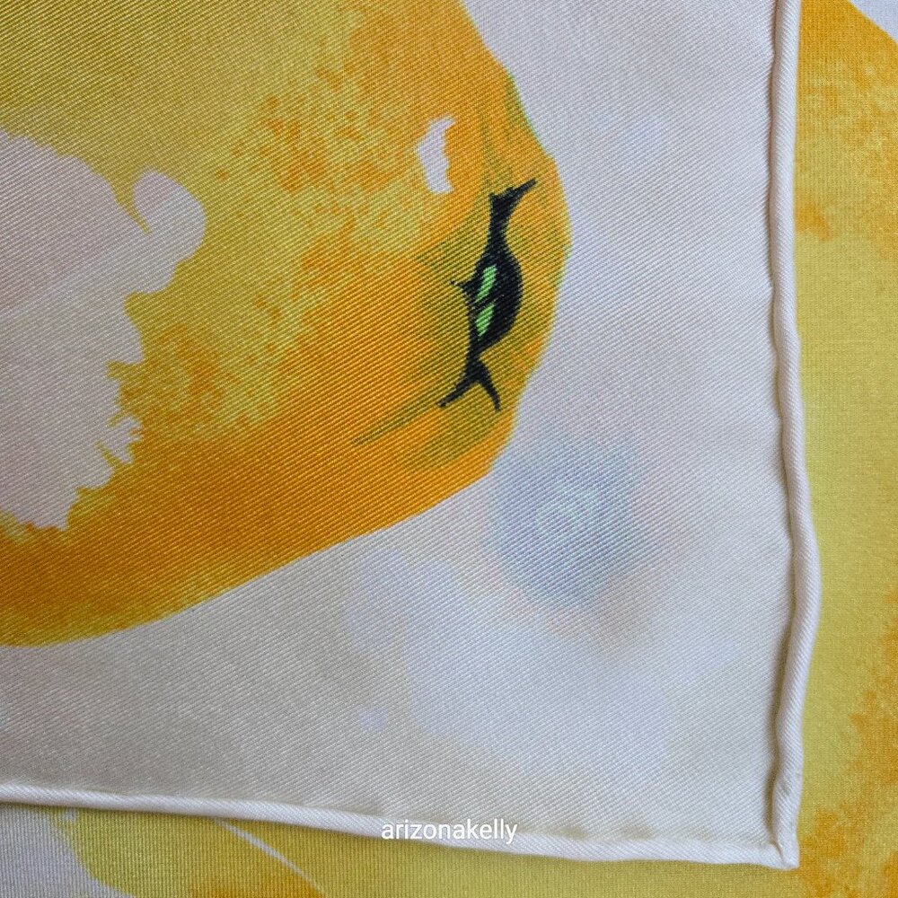 Echo Silk Scarf Neckerchief Hand-rolled Lemons Oranges Citrus - Picture 7 of 8